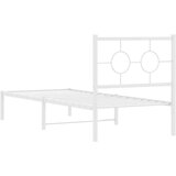 vidaXL Kovinski posteljni okvir z vzglavjem bel 75x190 cm | Shoptok.si
