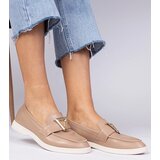 Gemre Dark beige women's loafers with elegant decoration Viletta | shoptok.hr