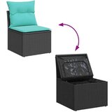 vidaXL Vrtna garnitura - 6-dijelni set vrtnih sofa s jastucima crni od poliratana - Crna sa spremištem 1 | shoptok.hr