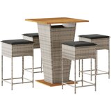  5-dijelni vrtni barski set od poliratana s jastucima sivi Siva 80 x 80 x 110 cm | Shoptok.si