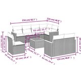  9-dijelni set vrtnih sofa od poliratana s jastucima sivi | shoptok.hr