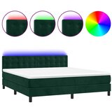  box spring s madracem LED tamnozeleni 180x200 cm baršun | shoptok.hr