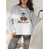 DStreet Bluza damska oversize CHERRILUXE z wisienkami szara | Shoptok.si
