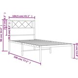 Metalni Kovinski posteljni okvir z vzglavjem bel 100x190 cm | Shoptok.si