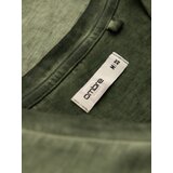 Ombre Men's cotton V-neck knit t-shirt with washed effect - olive | shoptok.hr