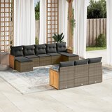 Maison Chic Seti vrtnega pohištva - Vrtna garnitura - Vrtni pohištvo set 10-delna z blazinami siv poli ratan, (21819016) | Shoptok.si