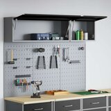  Set od 5 komada ormar za alate i ploča s kukama montirano na zid crni metal | shoptok.hr