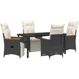 vidaXL set 5-delne vrtnarske jedilnice s blazinami črnega poli ratana, (22087829) | Shoptok.si