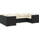  6-dijelna vrtna garnitura od poliratana s jastucima crna - Crna i krem 4x kutna + 2x srednja 1 | shoptok.hr