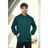 Dewberry 12612 Hooded Kangaroo Pocket Mens Sweatshirt-DARK GREEN | shoptok.hr