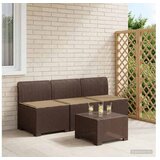 vidaXL Dvosjedni vrtni sofa s jastucima u ratan izgledu 3-sjedalo PP - Smeđa 3 x sredina s taupe jastučićem | shoptok.hr