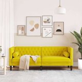  Kavč chesterfield z vzglavniki trosed rumen žamet | Shoptok.si