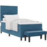  Krevet od kutije s madracem i klupom Tamnoplavi 90x200 cm Baršun | shoptok.hr