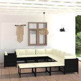 The Living Store Vrtna sedežna garnitura 12-delna z blazinami poli ratan črna - Vrtna Sedežna Garnitura, (21473443) | Shoptok.si