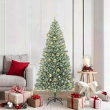 vidaXL Umjetno Božićno Drvo s Snježnim Flokom i LED Svjetlom 180 cm | shoptok.hr