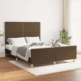  Posteljni okvir z vzglavjem temno rjav 140x200 cm blago, (20788305) Cene