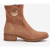 Boto PE2 Women'S Ankle Boots With Zipper And Decorative Detail Eco Suede Beige Lerioria | Shoptok.si