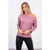 Kesi Blouse with heart print dark pink Cene