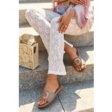 Kesi Women's flat slippers with sequins S.Barski Brown Cene