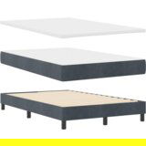 vidaXL Postelja na vzmet z vzmetnico in LED Temno siva 120x190 cm Žamet | Shoptok.si