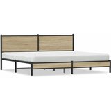 vidaXL Kovinski posteljni okvir brez vzmetnice sonoma hrast 200x200 cm Cene