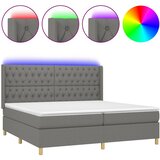  box spring s madracem LED tamnosivi 200x200 cm tkanina | shoptok.hr