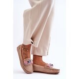 Boto Stylish Suede Moccasins with Decorations Beige Delima | Shoptok.si