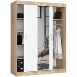 AKORD Clp Garderobna Omara Z Drsnimi Vrati Z Ogledalom, Hrast Sonoma/Bela, (5000331641) | Shoptok.si
