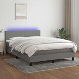  box spring s madracem LED tamnosivi 140x200 cm tkanina Cijene
