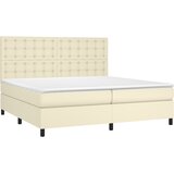 Krevet box spring s madracem LED krem 200x200cm od umjetne kože | Eponuda.com