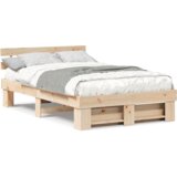 vidaXL krevetna konstrukcija smeđa 135 x 190 cm čvrsta borova drva | shoptok.hr