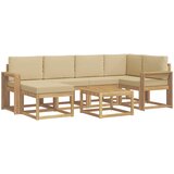 Set vanjskih sofa 7 kom. Bijela i bež Čvrsto drvo akacije | shoptok.hr
