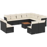  The Living Store Vrtna sedežna garnitura 13-delna z blazinami črn poli ratan - Vrtna Sedežna Garniture, (21447579) | Shoptok.si