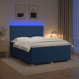  LED okvir za krevet s madracem Plava 200 x 200 cm Tkanina Slike
