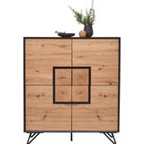 XORA visoka komoda, črna, barve hrasta | Shoptok.si