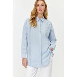 Trendyol Blue Pearl Detailed Woven Shirt Cene