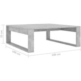  Klubska mizica betonsko siva 100x100x35 cm iverna plošča, (20624862) | Shoptok.si