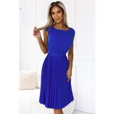 Numoco 311-16 LILAC Pleated dress with short sleeves and belt - BLUE | shoptok.hr