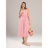 Sinsay Viskozna midi haljina s prugama i voćnim printom | shoptok.hr