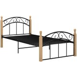 Furnova Posteljni okvir črna kovina in trdna hrastovina 90x200 cm, (21938907) | Shoptok.si