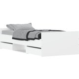  The Living Store Posteljni okvir z vzglavjem in vznožjem bel 100x200 cm - Posteljni Okvir, (21449105) | Shoptok.si