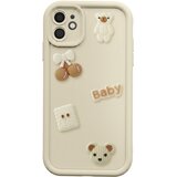 AVIZAR Ovitek za iPhone 12 s 3D Kawaii Medvedki in Dvignjenim Robom, Bež, (5000274521) | Shoptok.si