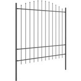 vidaXL ograjni panel s konično obrobo Set 4 Črna Prašno lakirano jeklo | Shoptok.si