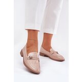 Boto Lacquered Women's Moccasins With Decorative Buckle Beige Mollan | Shoptok.si