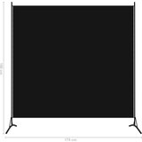 vidaXL Sobna pregrada s 1 panelom crna 175 x 180 cm | shoptok.hr