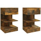 Furnova Nočna omarica 2 kosa dimljeni hrast 40x35x65 cm konstruiran les, (21925761) | Shoptok.si