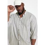 Trendyol Plus Size Khaki Men's Regular Fit Comfortable Button Collar Easy-Iron Shirt