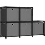 vidaXL regal s 5 škatlami črn 103x30x72,5 cm blago Cene
