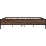 vidaXL Posteljni okvir rjav hrast 160x200 cm inženirski les in kovina, (21112092) | Shoptok.si