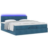 vidaXL Otomanski posteljni okvir z vzmetnico moder 180x200cm žamet | Shoptok.si